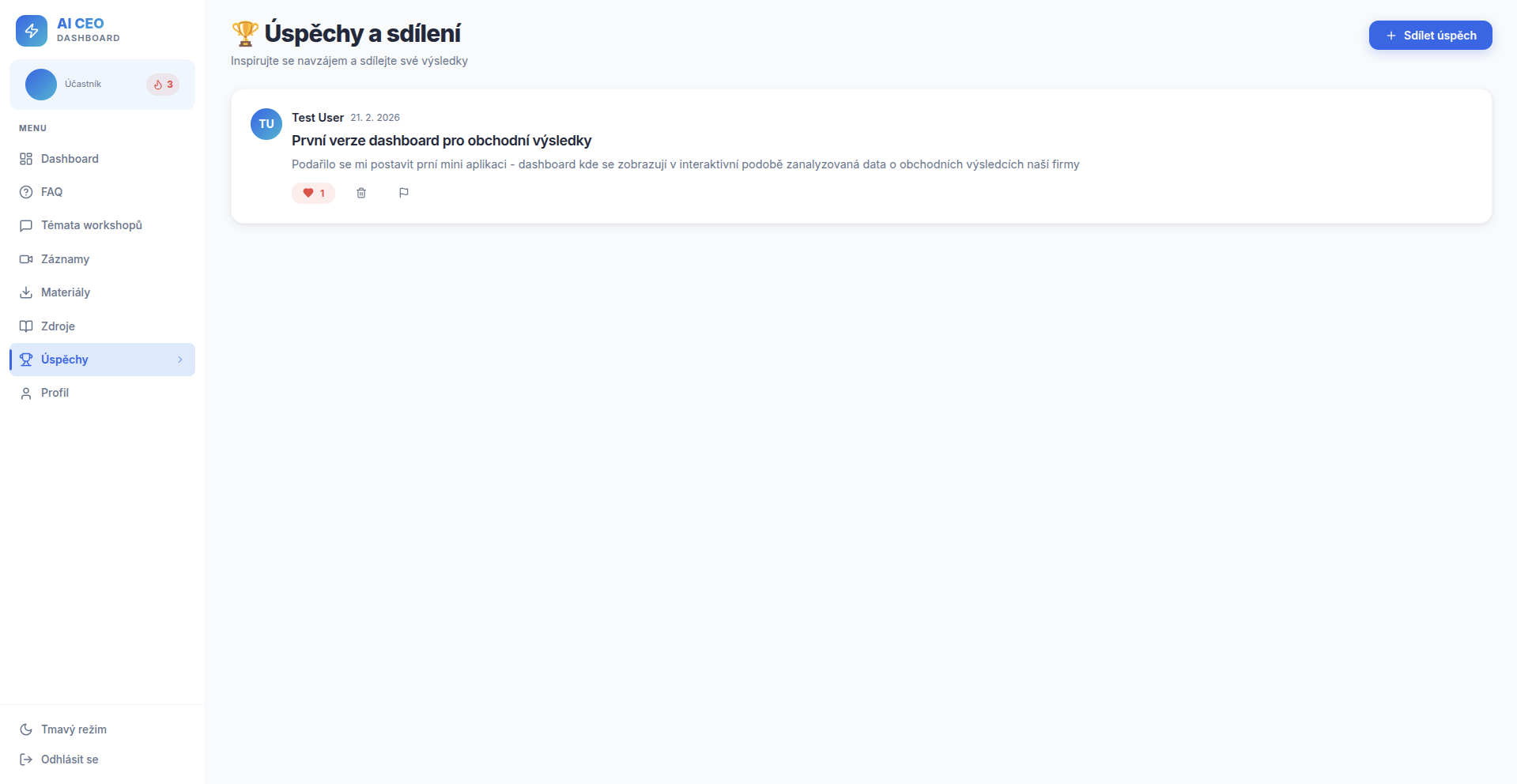 Screenshot – Úspěchy a sdílení